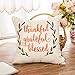 Fahrendom Rustic Fall Sign Thankful Grateful Blessed Laurel Wreath Thanksgiving Gift Autumn Seasonal Quote Cotton Linen Home Decorative Throw Pillow Case Cushion Cover with Words for Sofa Couch 18 x 1