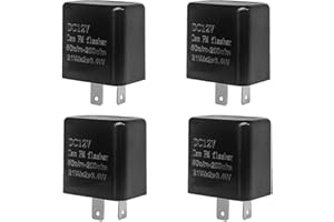 AICEL 2 Pin LED Electronic Flasher Relay, 4 Pack 12V Speed Adjustable Flasher Relay for Motorcycle Car Turn Signal Fix, Universal Relay Replacement for Hazard Warn Light Fast Hyper Flash (Black)