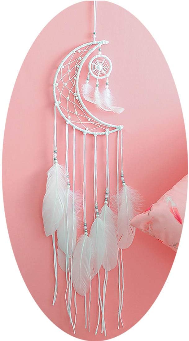 Dream Catcher Crafts for Teen Girls Bedroom Decor Crescent Moon Metal Rings Yarn String Tassel Vintage Natural Moon Wreath Angel Dreamcatcher for Year Old 10 Boy Room Decorations, Baby Shower,Ceiling