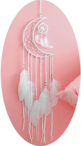 Dream Catcher Crafts for Teen Girls Bedroom Decor Crescent Moon Metal Rings Yarn String Tassel Vintage Natural Moon Wreath Angel Dreamcatcher for Year Old 10 Boy Room Decorations, Baby Shower,Ceiling