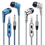 Earbuds for galaxy, Pofesun 2 Pack In-ear Headphone High Resolution Earbuds (Blue+White)