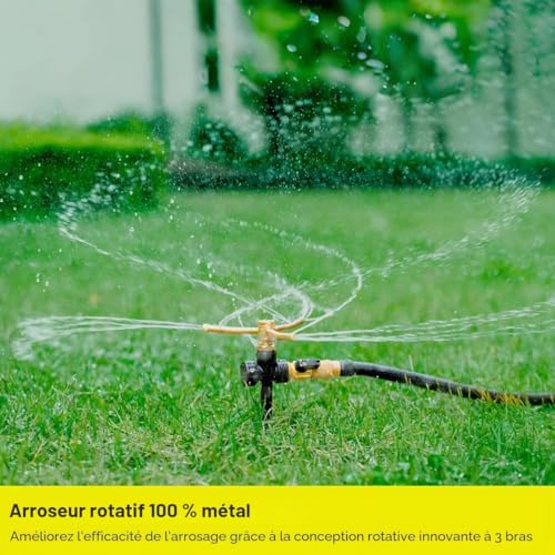 FANHAO 2 x Metal Garden Lawn Sprinkler with Stake Base, 3 Arm Sprinkler System Automatic Watering System 360 Degree Rotatable for Garden, Watering Large Areas for Plants