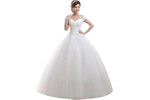 Eyekepper Double Shoulder Floor Length Bridal Gown Wedding Dress Custom Size