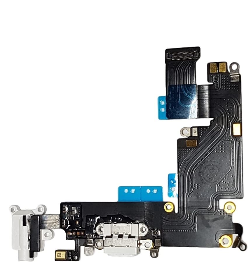 DHLK® Charging Dock connector compatible with iPhone 6 Plus - Charging Port Flex Cable, White (A1522, A1524, A1593)