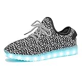 LeoVera Unisex LED Shoes USB Charging Flashing Sneakers Light up Shoes for Women Men LVYZ005-Grey-39