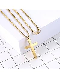Molike Jewelry - Collar con colgante de cruz de acero inoxidable para hombre y mujer, cadena de cuerda giratoria, 20-22 pulgadas
