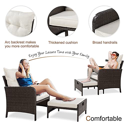 Vongrasig 5 Piece Wicker Patio Furniture Set, All Weather PE Wicker