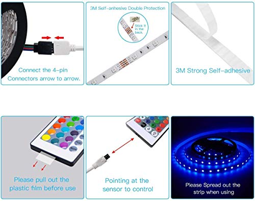 LED Strip Lights with Remote Control Color Changing LED Light Strip,WiFi Music Sync LED Light Strips,RGB Waterproof LED Lights Rope Lights for Bedroom TV Wall Kitchen Mirror Dorm Christmas Kids