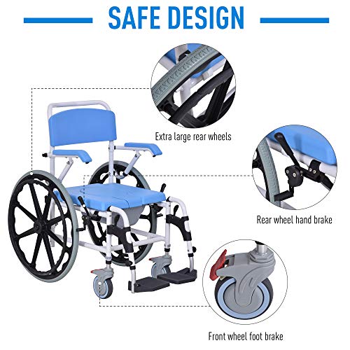 Rolling Shower Wheelchair Bath Toilet Commode Bariatric with 24