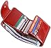 AINIMOER Women's Small Billfold Genuine Leather Tri-Fold Wallet with Zipper Pocket(Red)