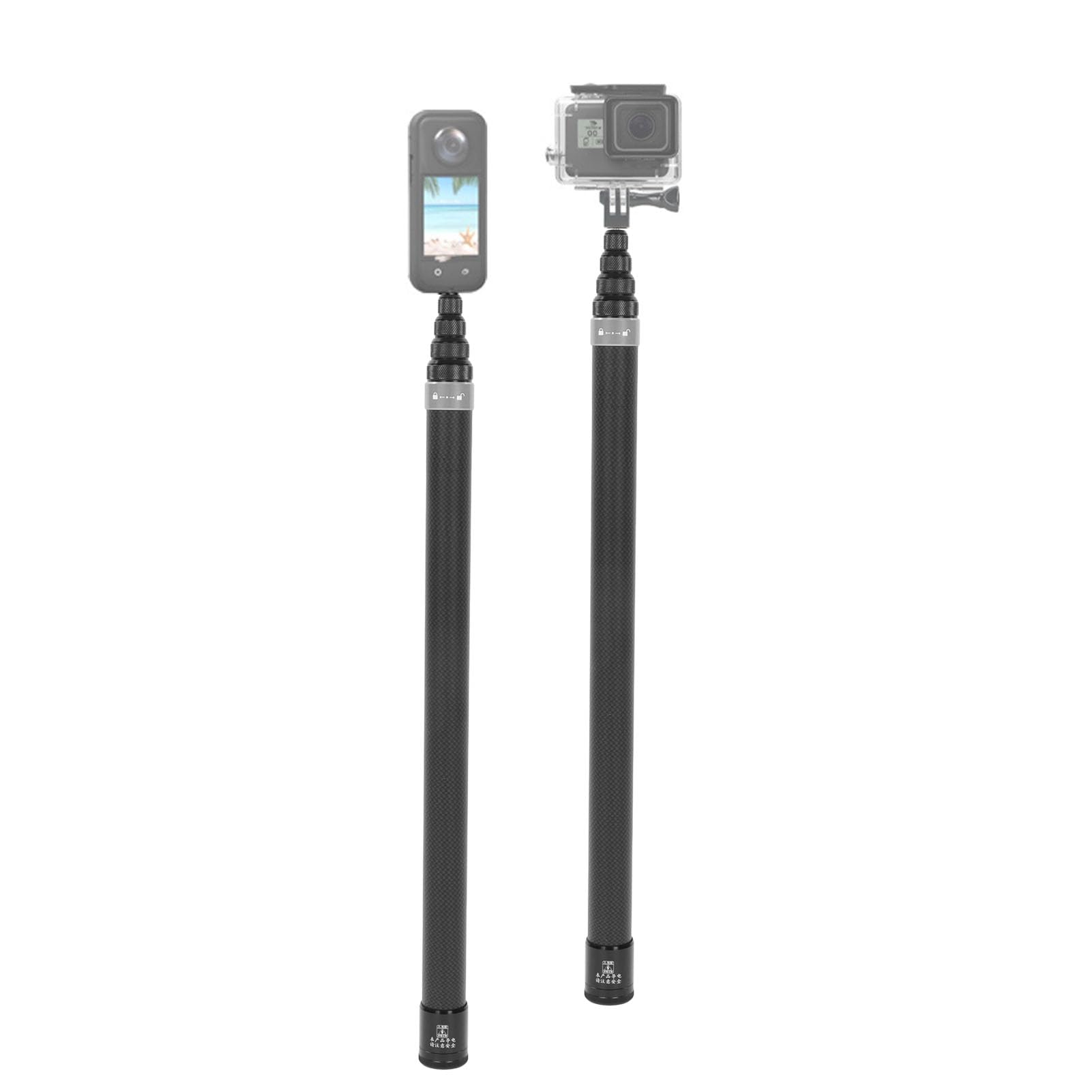 118inch Invisible Selfie Stick for Insta360 X3, ONE RS, GO 2, ONE X2, ONE R, ONE X and Other Sports Cameras, 1/4in Extended Monopod Pole (Silver)