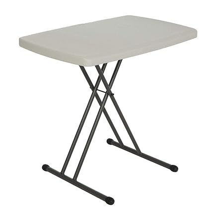 DEZIINE Adjustable Variable Height Outdoor Folding Multipurpose Table - White