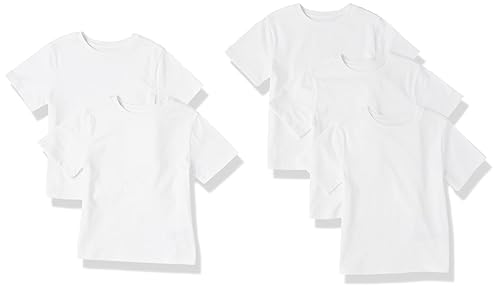 Amazon Essentials Toddler Boys' Short-Sleeve T-Shirts, Pack of 5, White, 3T