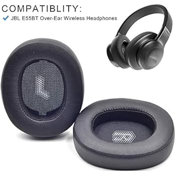 Replacement Ear Pads Foam Cushion Pillow Parts Cover for JBL E55BT E 55 bt Bluetooth Wireless Headsets (Black)
