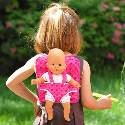 image for Barwa 2PCS Pink Doll Backpack Carrier with Pocket Doll Accessories fit