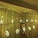Led Star Curtain Lights, Moon Star String Light 138 LEDs 250CM Length with 8 Modes Plug in Fairy Lights Christmas Window Curtains Light for Home Decoration (Multicolor)