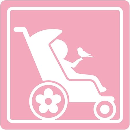 Amazon Imoninn ベビーカー バギーサイン 子供用障害者マーク 障害児マーク カッティングステッカー 車いすサイン 福祉車両用 ピンク色 サイン マーク 車 バイク