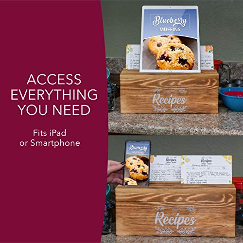 Pinelive 700+ Large Recipe Box with Cards and Dividers PLUS Phone/iPad