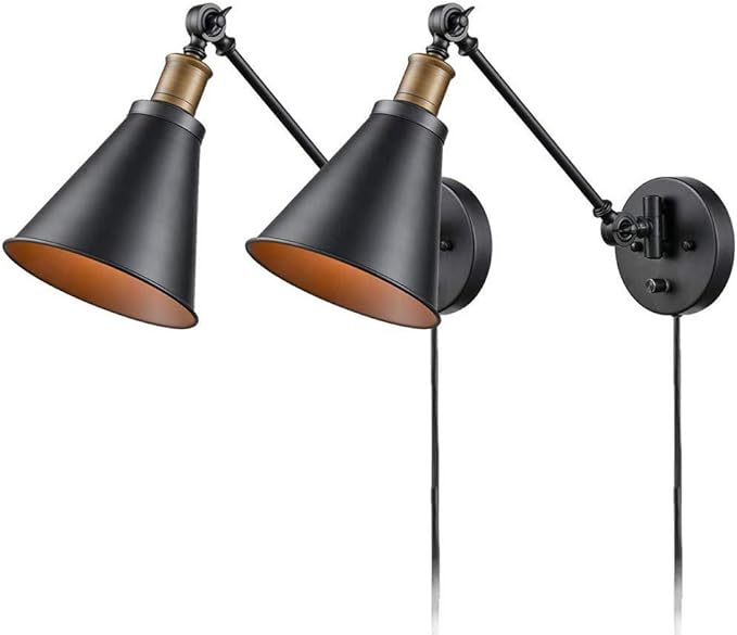 SMWZFDD Vintage Plug in Wall Light with Swing Arm Wall