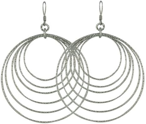 .925 Sterling Silver Italian Textured Concentric Linked Earrings (20mm, 30mm, 35mm, 40mm, 45mm, 50mm)