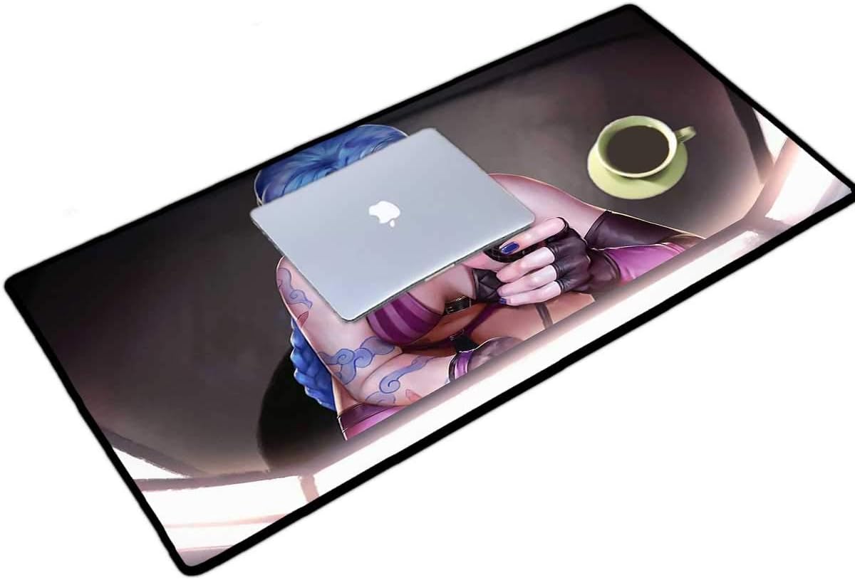 LOL Gaming Mouse Pad XL 16x30 Inch, Jinx Large Extended Gaming Mouse Pads/mats KDA Anime Art Custom Mouse Pads for Computers