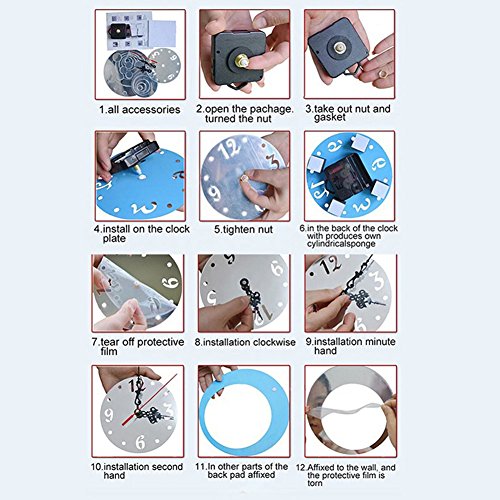 yanQxIzbiu DIY Wall Clock, Circles 3D Modern Mirror Wall Clock Watches Stickers Decals Home Room DIY Decors - Black