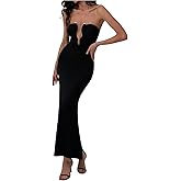 Floerns Women's Elegant Strapless Tube Cocktail Dress Sleeveless Fishtail Wedding Guest Long Dresses