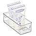 mDesign Small Plastic Nursery Storage Container Bins with Handles for Organization in Cabinet, Closet or Cubby Shelves - Organizer for Baby Food, Bibs, Formula - Ligne Collection - Clear