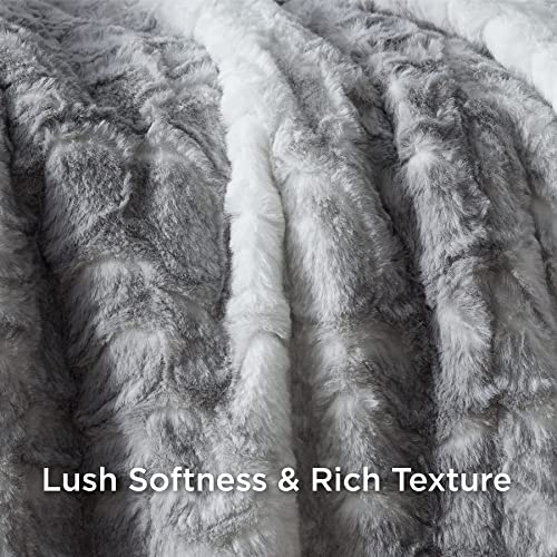 Bedsure Soft Blankets Queen Size Grey Fuzzy Faux Fur Queen Blanket