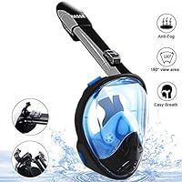 Snorkel Mask Full Face, Foldable Snorkeling Mask 180°Compatible Panoramic View with Detachable Camera Mount, Anti-Fog Anti-Leak Diving Mask with Adjustable Head Strap for Adults Youth Kids
