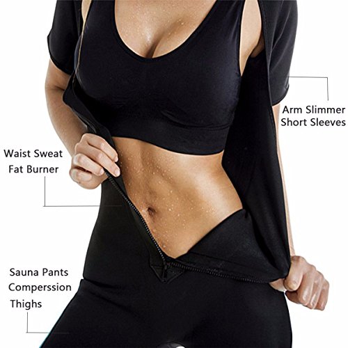 QUAFORT Full Body Shapewear Sauna Suit Neoprene Weight Loss Gym Shapers with Sleeve