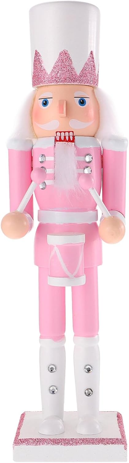 Nutcrackers - IMIKEYA Christmas Nutcrackers Figure: 1PCS Pink Wooden Nutcracker Christmas Nutcracker Ornament Nutcracker Christmas Decoration Nutcracker Ornament for Christmas Home Decor
