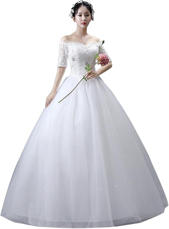 Amazon ウェディングドレス 二次会ドレス パーティードレス ブライダルドレス 結婚式ドレス 花嫁ドレス レース Aラインドレス プリンセスラインドレス 舞台 撮影 コンサート パーティードレス 通販