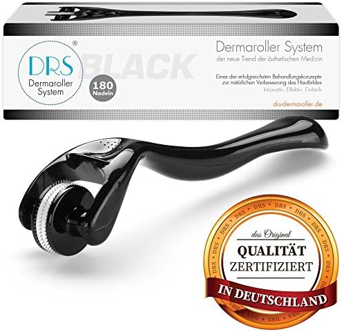 DRS BLACK Dermaroller with 180 needles for small areas and eye area, needle length:3.00mm
