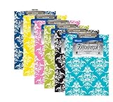 6 Pk, BAZIC Standard Size Damask Paperboard Clipboard w/ Low Profile Clip (Colors May Vary)