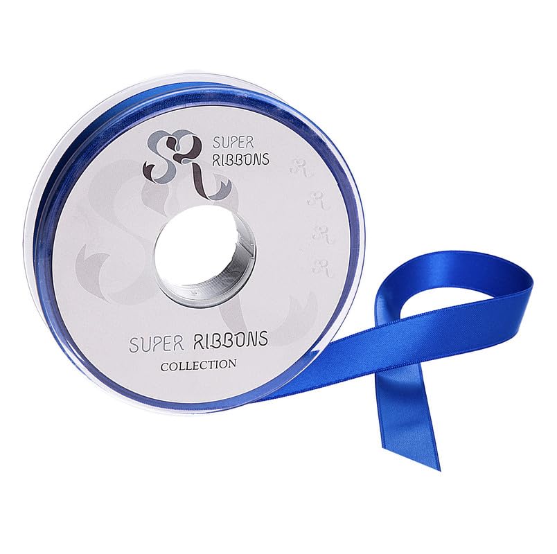 SR SUPER RIBBONS®™ Satin Ribbons Gift Wrapping, Party Decoration, Wedding car, Christmas, Balloons, Hair, Cake, Presents, Wedding Bouquet (Royal Blue 6mm x 20m)