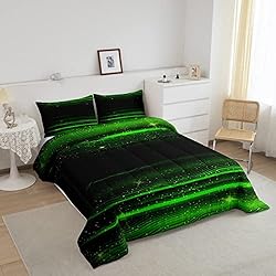 Ombre Stripes Bedding Set Queen Black Green Outer