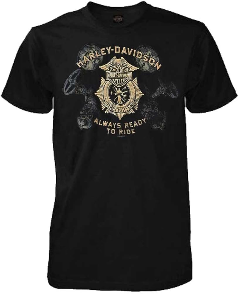 HarleyDavidson Men's TShirt, Firefighter Short Sleeve Black Tee