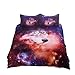 YOUSA YOU SA Wolf Bedding Set Colorful Galaxy Print Duvet Covers Twin-2Pcs