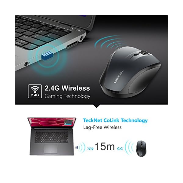 TECKNET-M002-24G-Classic-Wireless-Mouse-4800-DPI-6-Adjustment-Levels-Nano-USB-wireless-receiver-Grey TECKNET 2.4G Classic Wireless Mouse for Laptop, 3200 DPI Optical Computer Mouse with 6 Adjustable Levels, 30 Months Long…