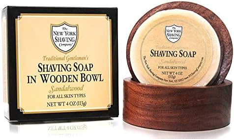 The New York Shaving Company Sandalwood Shaving Soap in Wooden Bowl