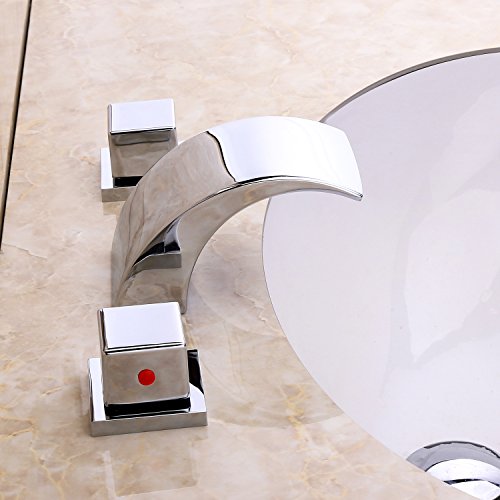 Lovedima Victoria Widespread Waterfall Faucet LED Bathroom Sink Faucet 3-Piece Basin Mixer Tap