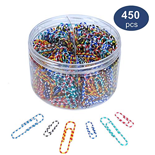 Paper Clips, OUHL 450pcs Colorful Striped Paperclips, Medium 28mm and Jumbo Sizes 50mm,Office Clamps for School Document Organizing (Striped) - Thumbnail 4