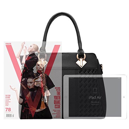Vincico Black Tote Bags for Women Designer Handbags Shoulder Purse Ladies Satchel Bag Faux Leather - Thumbnail 5