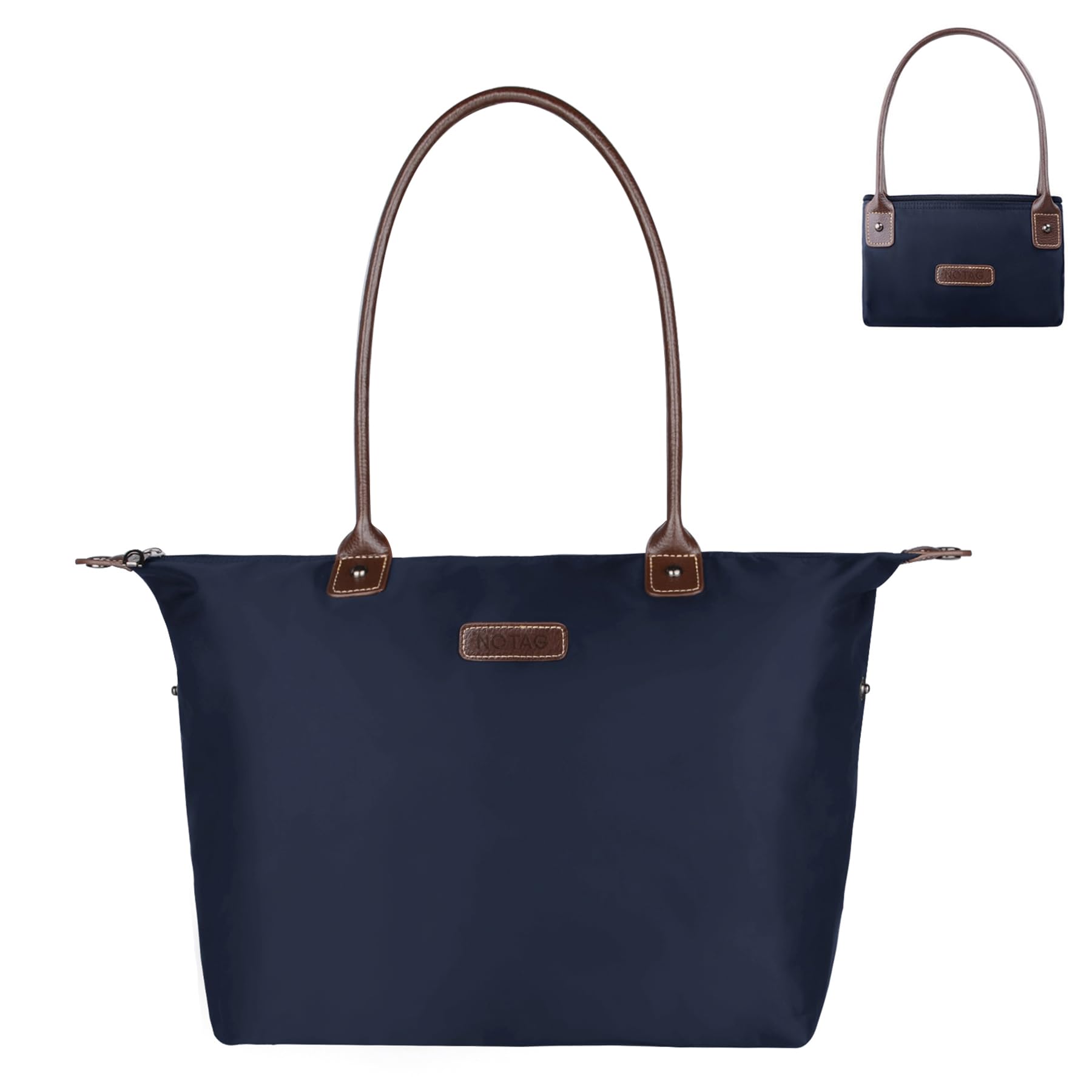 NOTAG Tote Bags for Women, Stylish Waterproof Nylon Ladies Handbags Foldable Shopping Shoulder Bag for Beach, Travel (Blue)