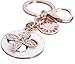 HI-BOOM Four Leaf Clover Rose Gold Plated Alloy Crystal Elements Keychain Key Ring