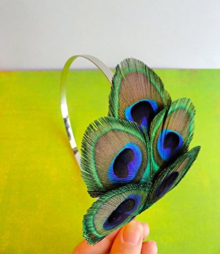 Oh Lucy Handmade MEGS Peacock Feather Headband, Hair Fascinator