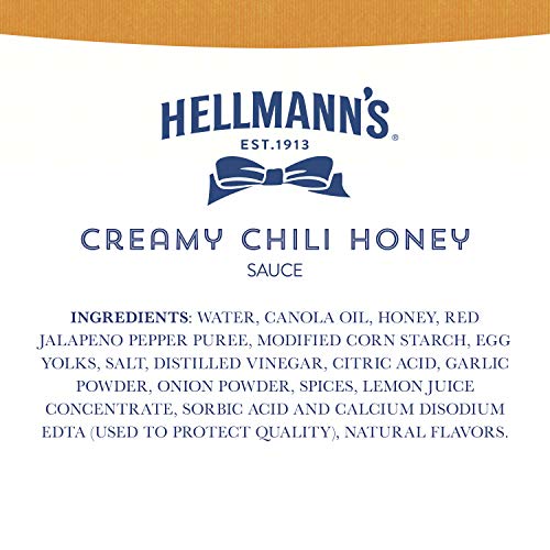 HELLMANN’S SAUCE FOR A DELICIOUS CONDIMENT, DIP AND DRESSING CREAMY CHILI HONEY GLUTEN FREE, DAIRY FREE, NO ARTIFICIAL FLAVORS, NO HIGH-FRUCTOSE CORN SYRUP 9 OZ