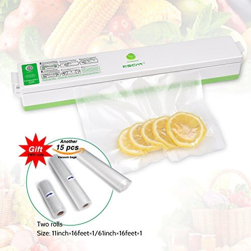 KSCAT Mini Vacuum Sealer, Automatical Vacuum Sealer Best Food Saver and Storage, Including 15 Pcs Vacuum Bags for free, with 2 Vacuum Sealer Rolls