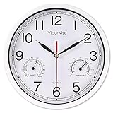 Vigorwise 8 Inch White Wall Clock, Sweep Silent